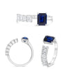 2.36CT DIAMOND & AAA SAPPHIRE 18KT WHITE GOLD EMERALD CUT SOLITAIRE TENSION RING