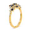 ESTATE WIDE .78CT DIAMOND & AAA SAPPHIRE 14KT YELLOW GOLD 3D CLUSTER FUN RING