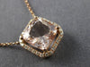 ESTATE LARGE 2.14CT DIAMOND & AAA MORGANITE 14KT ROSE GOLD SQUARE HALO NECKLACE