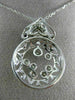 ANTIQUE LARGE .45CT DIAMOND 14KT WHITE GOLD 3D FILIGREE FLOATING PENDANT #20363