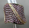 ESTATE LARGE 2.73CT DIAMOND & PINK SAPPHIRE 18KT 2 TONE GOLD MULTI ROW LEAF RING