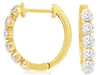 1.0CT DIAMOND 14K YELLOW GOLD ROUND CLASSIC 6 STONE HUGGIE HOOP HANGING EARRINGS