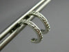 ESTATE SMALL .08CT DIAMOND 14K WHITE GOLD 3D SEMI HOOP CLASSIC MILGRAIN EARRINGS