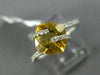 ESTATE 2.64CT DIAMOND & AAA CITRINE 14KT WHITE GOLD CRISS CROSS SQUARE FUN RING