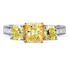 ESTATE 2.28CT WHITE & FANCY YELLOW DIAMOND 18KT TWO TONE GOLD 3D ENGAGEMENT RING