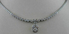 ESTATE 1.37CT DIAMOND 14KT WHITE GOLD HANGING BEZEL DROP NECKLACE 16.5" #2852