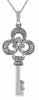 .12CT DIAMOND 14KT WHITE GOLD 3D 3 LEAF CLOVER FLOWER KEY TO YOUR HEART PENDANT