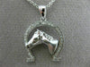 ESTATE .19CT DIAMOND 14K WHITE GOLD HORSE SHOE LUCKY FLOATING PENDANT WITH CHAIN