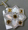 ESTATE LARGE 1.50CT DIAMOND & CITRINE 14K TWO TONE GOLD SQUARE SNOWFLAKE PENDANT