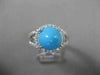 ESTATE WIDE 1.11CT DIAMOND & AAA TURQUOISE 14KT WHITE GOLD HALO FUN RING #18927