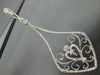 ESTATE LARGE 1.30CT DIAMOND 14KT WHITE GOLD 3D HEART FILIGREE HANGING EARRINGS