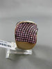 ESTATE LARGE 2.73CT DIAMOND & PINK SAPPHIRE 18KT 2 TONE GOLD MULTI ROW LEAF RING