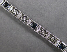 ANTIQUE 1CT AAA SAPPHIRE 14K WHITE GOLD ART DECO PRINCESS TENNIS BRACELET #27816