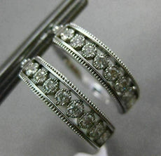 ESTATE .52CT DIAMOND 14KT WHITE GOLD 3D CLASSIC FILIGREE MILGRAIN HOOP EARRINGS