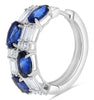 WIDE 3.45CT DIAMOND & AAA SAPPHIRE 14KT WHITE GOLD MULTI SHAPE HANGING EARRINGS