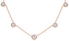 .22CT DIAMOND 14KT ROSE GOLD 3D ROUND CLASSIC BEZEL BY THE YARD 5 STONE NECKLACE