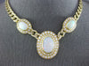 ESTATE EXTRA LARGE 73.9CT DIAMOND & AAA OPAL 18KT YELLOW GOLD OVAL HALO NECKLACE