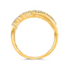 WIDE .27CT DIAMOND 14KT YELLOW GOLD MATTE AND SHINY CRISS CROSS DOUBLE WAVE RING