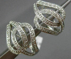ESTATE LARGE .37CT DIAMOND 14KT WHITE GOLD 3D OPEN LOVE KNOT CLIP ON EARRINGS