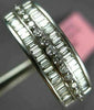 WIDE .46CT DIAMOND 18K WHITE GOLD 3D ROUND & BAGUETTE 3 ROW 6MM ANNIVERSARY RING