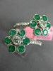 ESTATE EXTRA LARGE 2.29CT DIAMOND & AAA EMERALD 18KT WHITE GOLD FLOWER LOVE RING