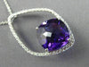 ESTATE EXTRA LARGE 7.01CT DIAMOND & AAA AMETHYST 14K WHITE GOLD FLOATING PENDANT