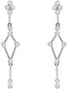 ESTATE .14CT DIAMOND 14KT WHITE GOLD 3D FLOWER ETOILE FUN HANGING EARRINGS