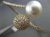 ESTATE LARGE 2.60CT DIAMOND & AAA SOUTH SEA PEARL 18KT ROSE GOLD BANGLE BRACELET