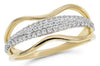 ESTATE .30CT DIAMOND 14KT YELLOW GOLD 3D 3 ROW PAVE MULTI WAVE FUN RING