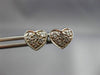 ANTIQUE .24CT DIAMOND 14KT WHITE GOLD 3D CLASSIC PAVE HEART STUD EARRINGS #9945