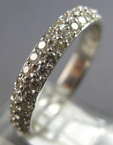 .98CT DIAMOND 14KT WHITE GOLD 3D CLASSIC 2 ROW ETERNITY WEDDING ANNIVERSARY RING