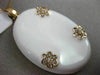 ESTATE LARGE .45CT DIAMOND & AAA WHITE ENAMEL 14KT ROSE GOLD FLOWER LOVE PENDANT