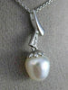 ESTATE LARGE DIAMOND 14K WHITE GOLD SOUTH SEA PEARL STRAWBERRY FLOATING PENDANT