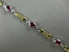 ESTATE 2.17CT DIAMOND & RUBY 14K TWO TONE GOLD BY THE YARD BEZEL TENNIS BRACELET