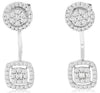 .60CT DIAMOND 14K WHITE GOLD 3D ROUND & BAGUETTE CLUSTER FLOWER HANGING EARRINGS