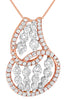 1.15CT DIAMOND 18KT WHITE & ROSE GOLD 3D MULTI ROW HEART SHAPE FLOATING PENDANT