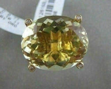 ANTIQUE WIDE 18.87CT DIAMOND & AAA YELLOW AMETHYST DIAMOND 18K YELLOW GOLD RING