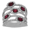 LARGE 1.65CT DIAMOND AAA RUBY 14KT WHITE & BLACK GOLD OVAL MULTI ROW FLORAL RING
