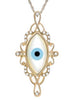 1.91CT DIAMOND & AAA MOTHER OF PEARL 14KT YELLOW GOLD 3D LUCKY EVIL EYE PENDANT