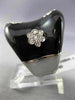 ESTATE LARGE .55CT DIAMOND & AAA BLACK ENAMEL 14KT WHITE GOLD MULTI FLOWER RING