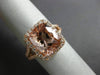 ESTATE LARGE 5.10CT DIAMOND & AAA MORGANITE 14KT ROSE GOLD HALO ENGAGEMENT RING