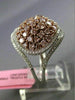 ESTATE LARGE 2.29CT PINK & WHITE DIAMOND 18KT 2 TONE GOLD MULTI SHAPE OVAL RING