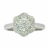 ESTATE LARGE .91CT DIAMOND 18KT WHITE GOLD 3D CLASSIC CLUSTER FLOWER LOVE RING