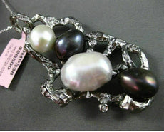 ESTATE LARGE DIAMOND & SOUTH SEA TAHITIAN PEARL 14KT BLACK GOLD NUGGET PENDANT