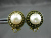 ANTIQUE .14CT DIAMOND & AAA SOUTH SEA PEARL 14KT YELLOW GOLD 3D EARRINGS #17204