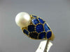 ANTIQUE LARGE BLUE ENAMEL & AAA SOUTH SEA PEARL 14K YELLOW GOLD SHELL RING #2748