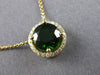 ESTATE LARGE 2.14CT DIAMOND & AAA GREEN GARNET 14KT YELLOW GOLD 3D HALO NECKLACE