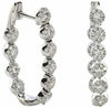 ESTATE LARGE 1.85CT DIAMOND 18K WHITE GOLD 3D MULTI FLOWER HOOP HANGING EARRINGS