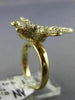 ESTATE WIDE 1.31CT WHITE & BLACK DIAMOND 14KT YELLOW GOLD 3D HAPPY BIRD FUN RING