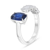 LARGE 2.41CT DIAMOND & AAA SAPPHIRE 18KT WHITE GOLD CUSHION SOLITAIRE LOVE RING